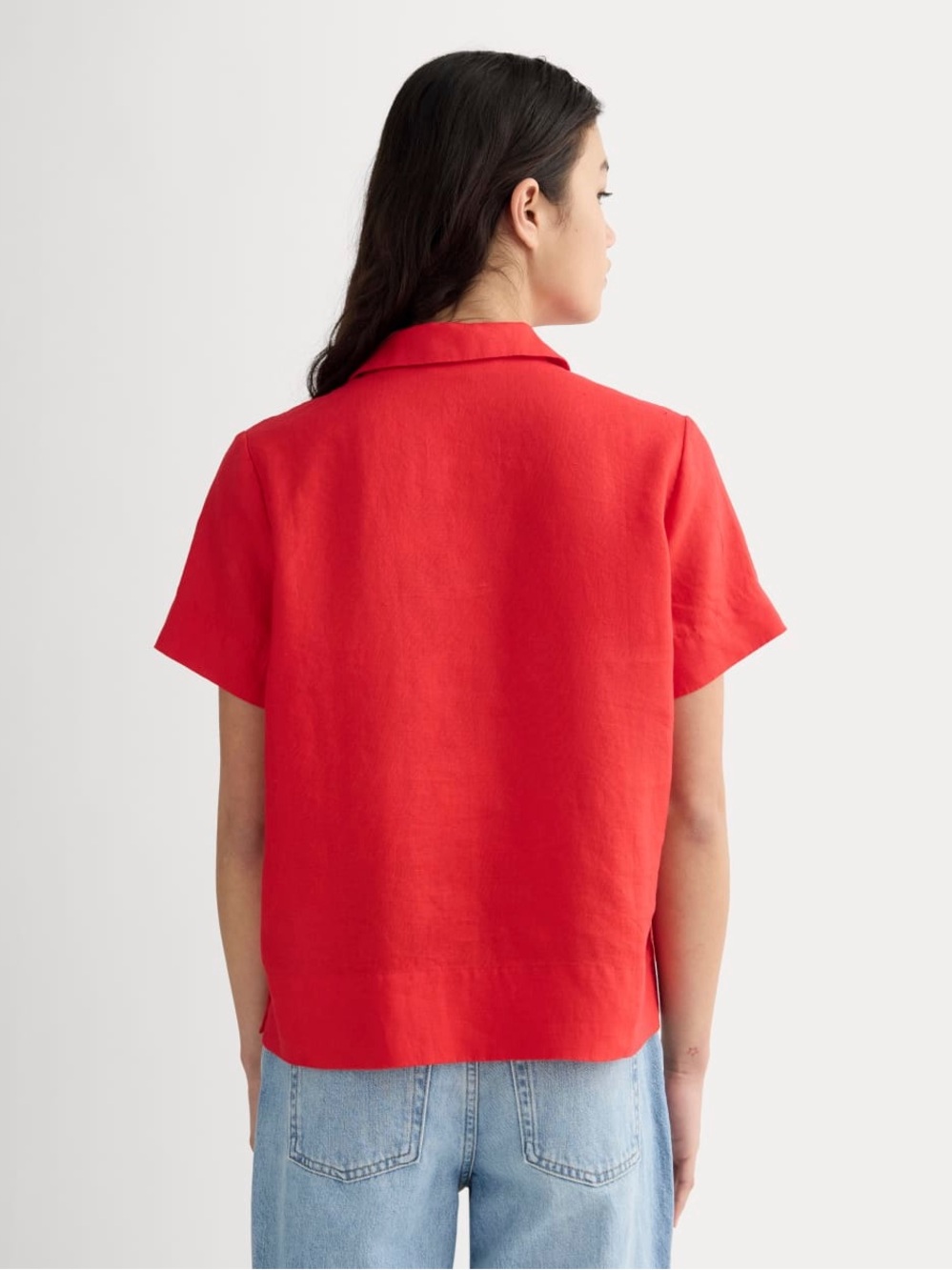 Everlane Bright Red Short-Sleeve Button-Down Shirt - Picture 3 of 13